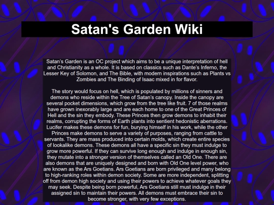 Satan's Garden Wiki/SG_Home screenshot
