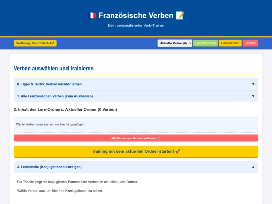 app/Französische Verben screenshot