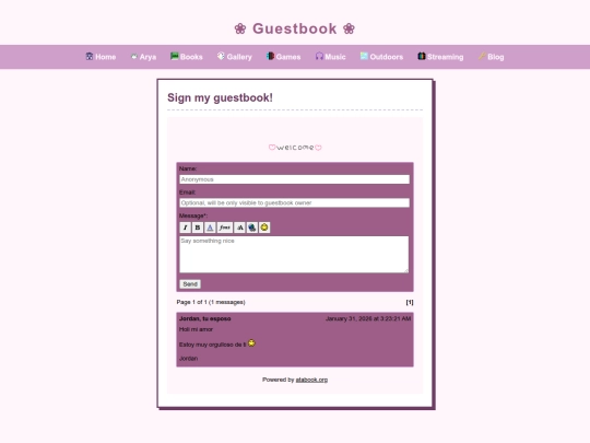 guestbook screenshot