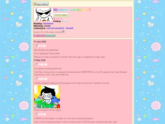 Diary screenshot