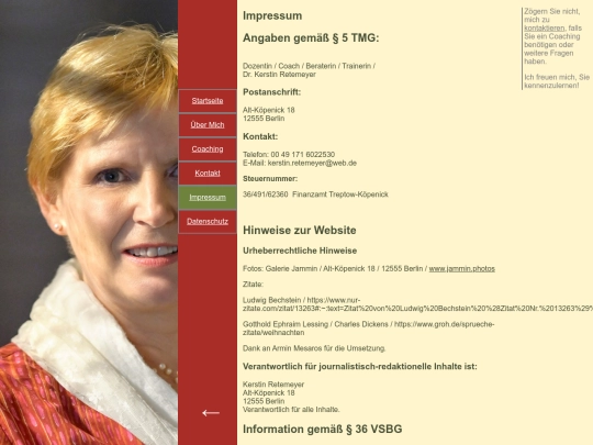 Impressum screenshot