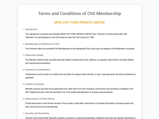 Terms & Conditions screenshot