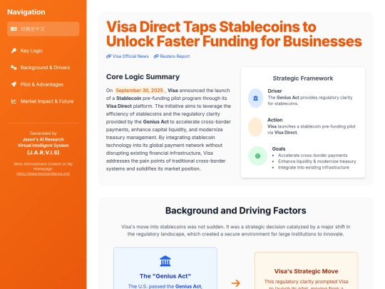 website publish/Visa Direct Taps Stablecoins to Unlock Faster Funding for Businesses screenshot