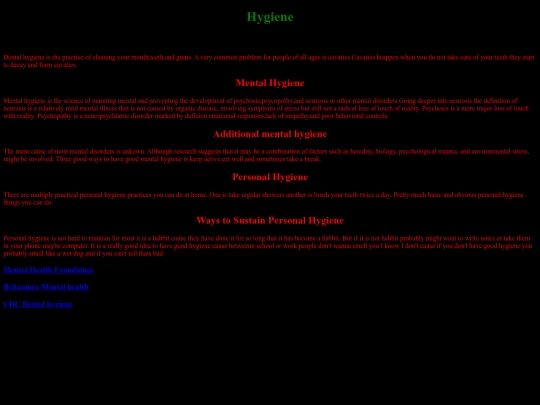 Classwork/hygiene screenshot