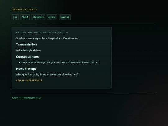 logs/template screenshot