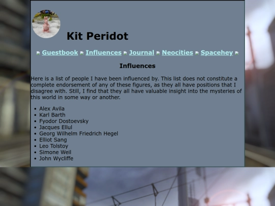 influences screenshot