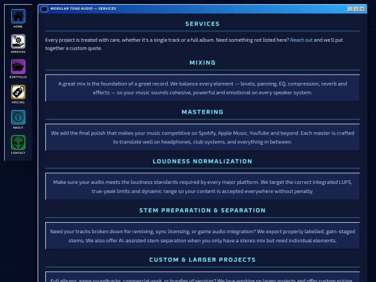 services screenshot
