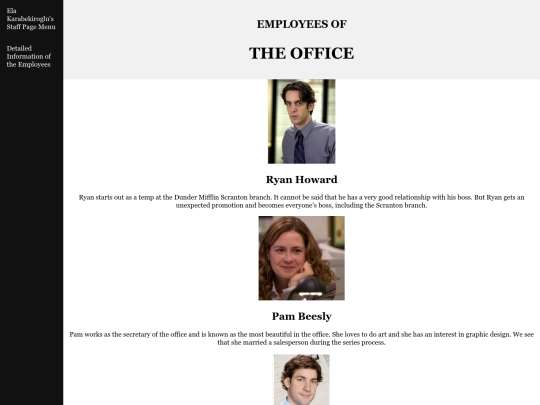 Ela Karabekiroglu Staff Page Assignment screenshot
