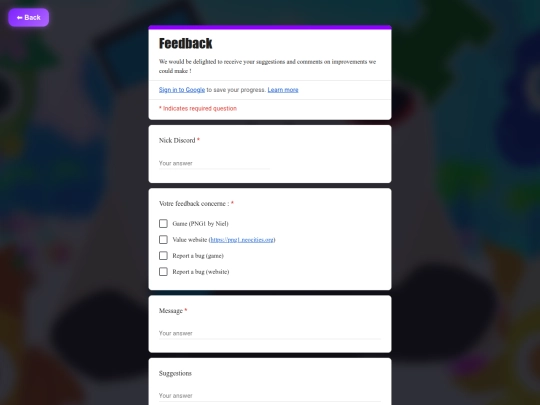 feedback screenshot