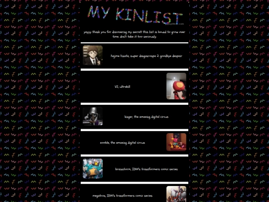 aboutme/kinlist/kinlist screenshot
