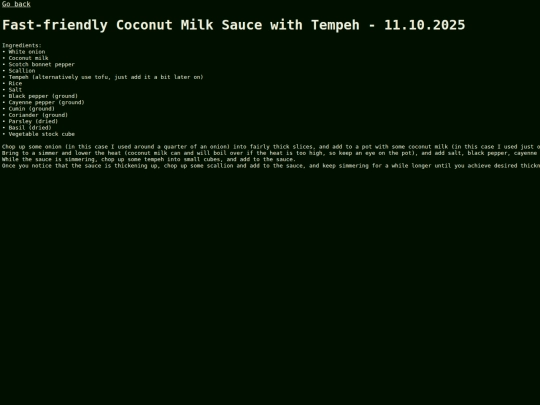 Recipes/Fast-friendly Coconut Milk Sauce with Tempeh screenshot
