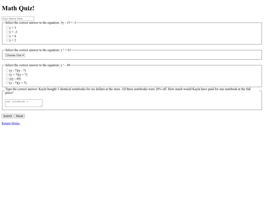 mathquiz screenshot