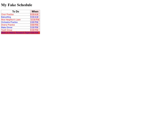 schedule screenshot
