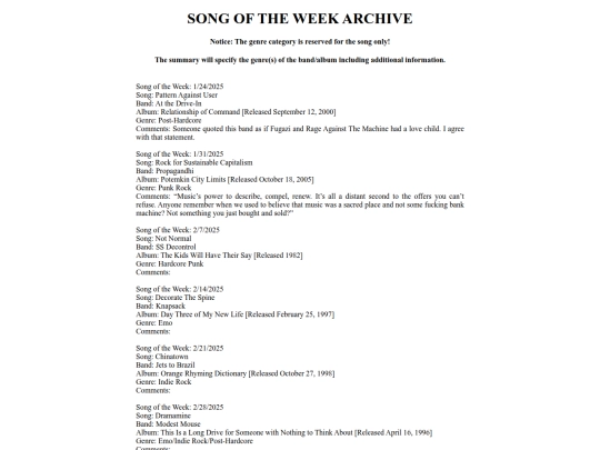 songoftheweek screenshot
