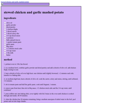 pages/recipes screenshot