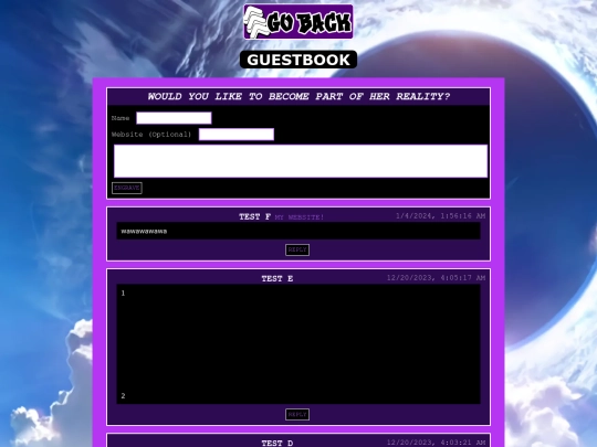 Guestbook screenshot