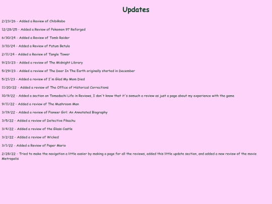 updates screenshot