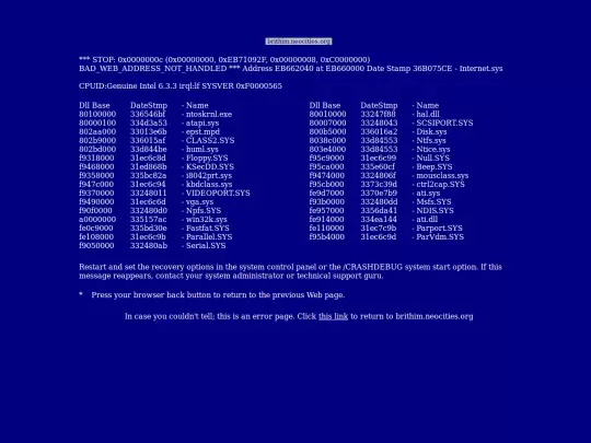 error screenshot