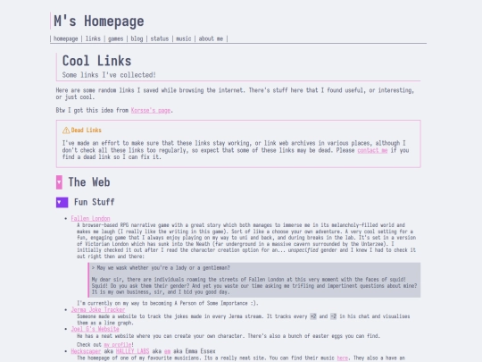links screenshot