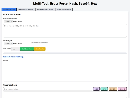 Multi-ToolBruteForceHashBase64Hex screenshot