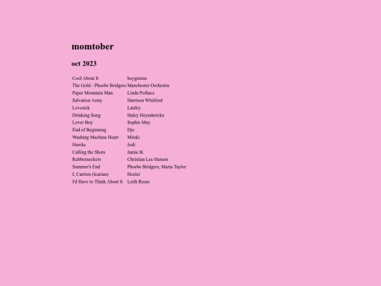 playlists/momtober screenshot