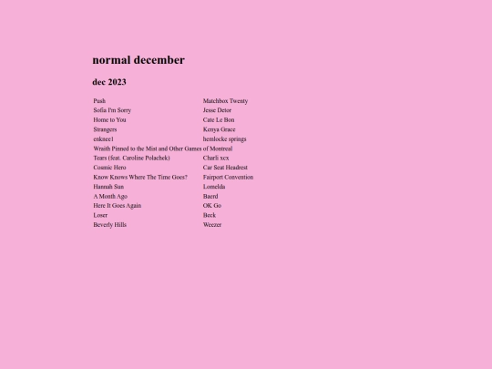 playlists/normaldecember screenshot