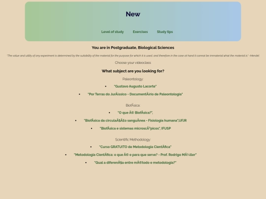 Biological sciencesP screenshot