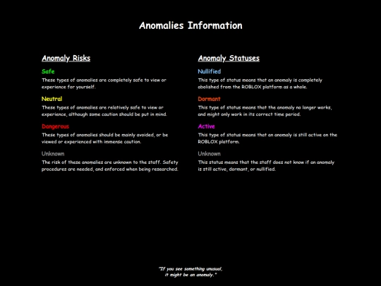 anomalies screenshot
