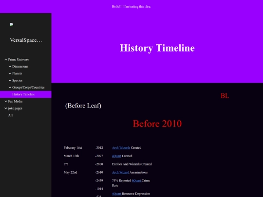 Home Pages/History Timeline screenshot