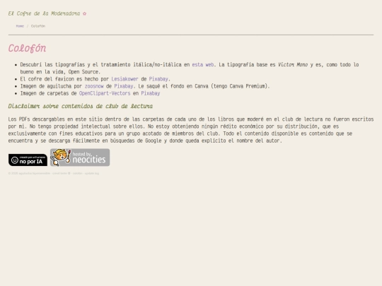el cofre de la moderadora/colofon screenshot