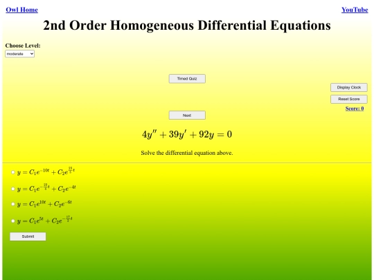 2nd Order Homogeneous/diffEq screenshot