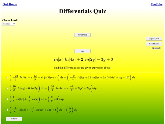 Differentials Quiz/diff screenshot