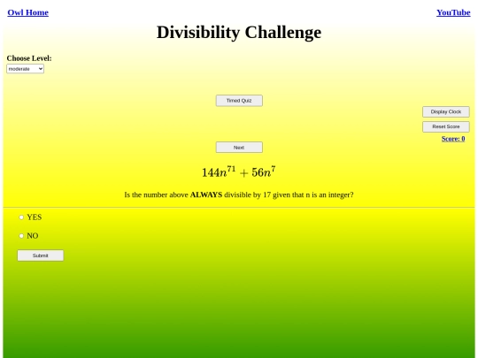 Divisibility Challenge/challenge screenshot