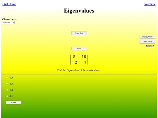 Eigenvalues 2x2/eigenvalues screenshot