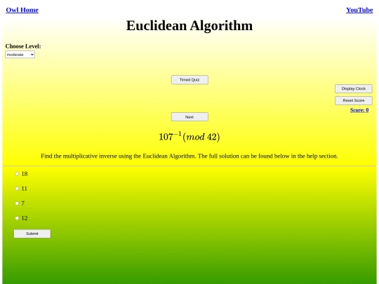 Euclidean Algorithm/euclidean screenshot