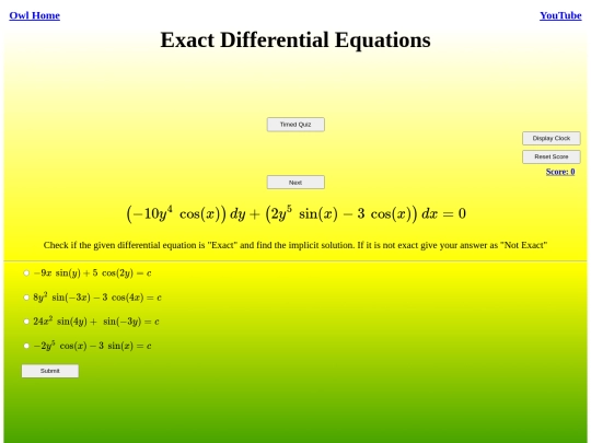 Exact Differential Equations/diff screenshot