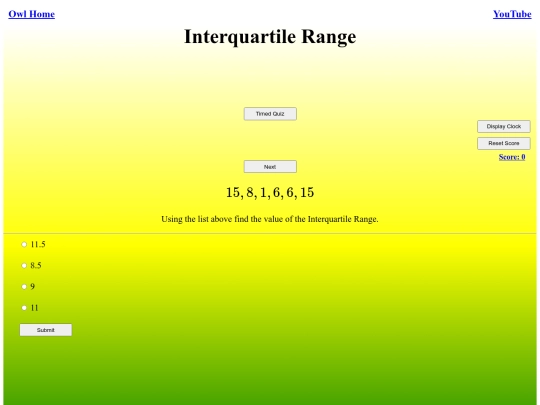 Interquartile Range/stat screenshot