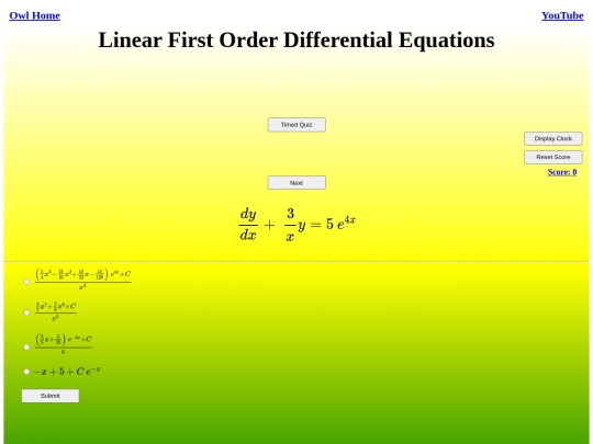 Linear First Order Differential Equations/diffEq screenshot