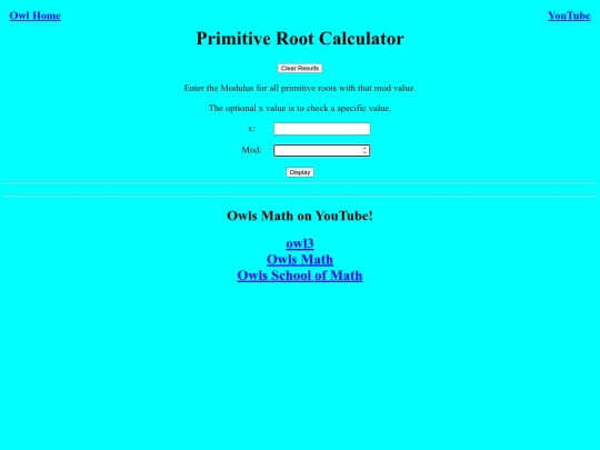Primitive Root Calculator/calculator screenshot