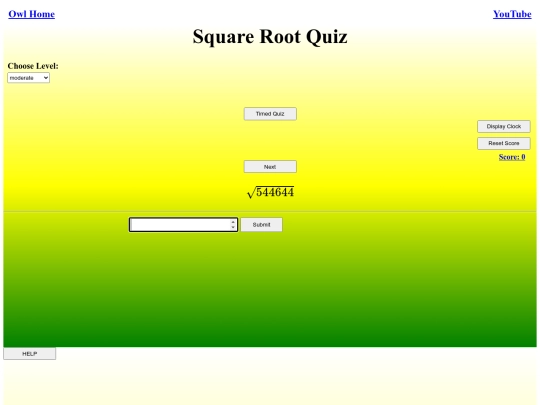 Square Root Quiz/square root screenshot