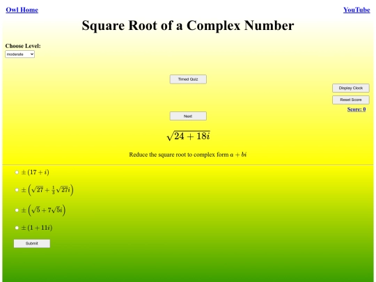 Square Root of a Complex Number/square screenshot