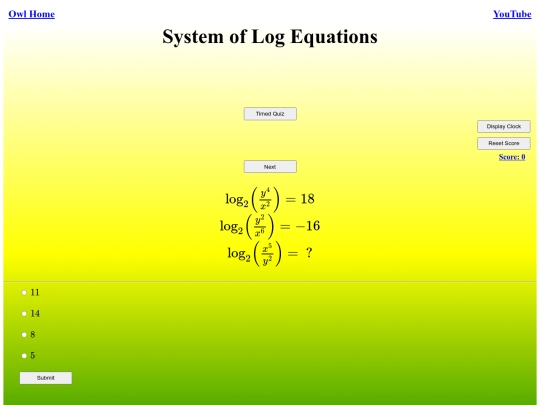 System of Log Equations/log screenshot