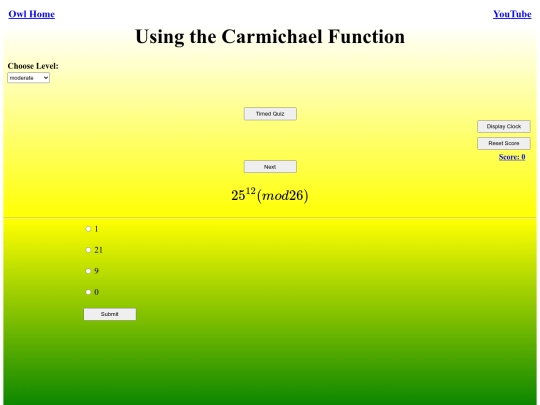 Using the Carmichael Function/modular screenshot