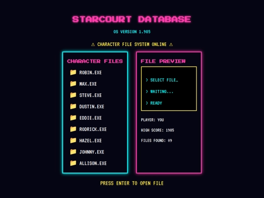 menu screenshot