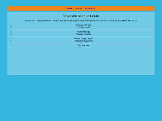 Services screenshot
