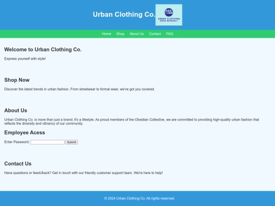 UrbanClothingCo. screenshot