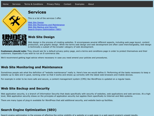 services screenshot