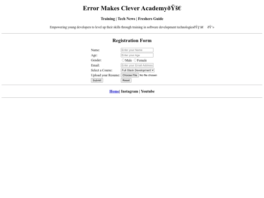 Web Page Project/register screenshot