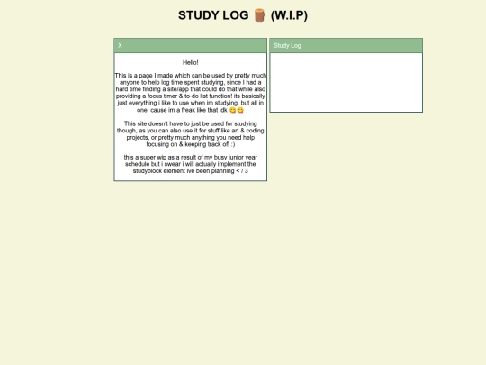 study site/study-log screenshot