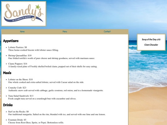 menu screenshot